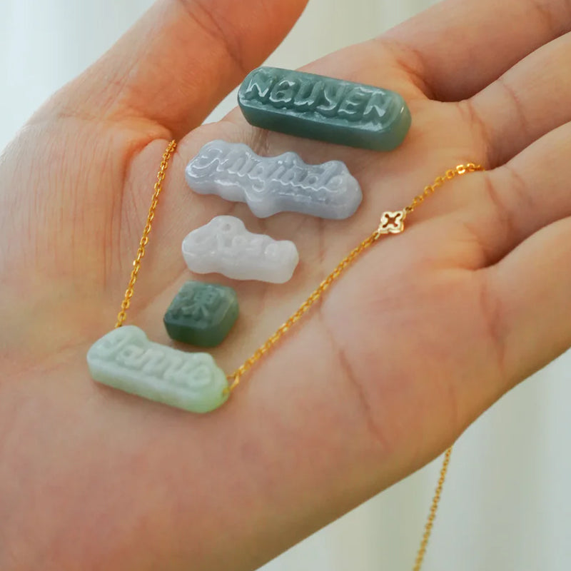 Custom Jade Pendant Necklace โ Personalized Engraved Jade Amulet BMjade