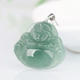 Natural Burmese Jadeite Maitreya Buddha Pendant Necklace – S925 Silver jade BMjade