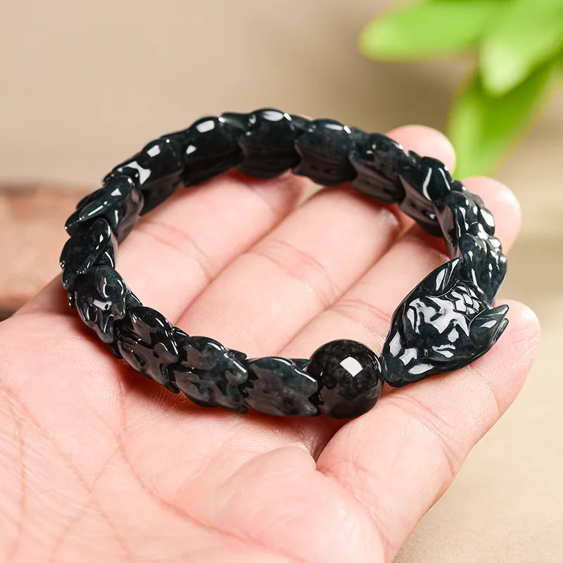 Natural Burmese Black Chicken Jade Dragon Bone Bracelet for Men jade BMjade