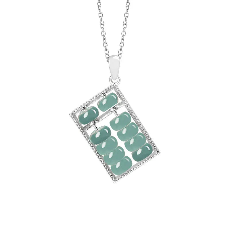 Real Jadeite Blue Abacus Wealth Pendant – Natural Jade Jewelry BMjade