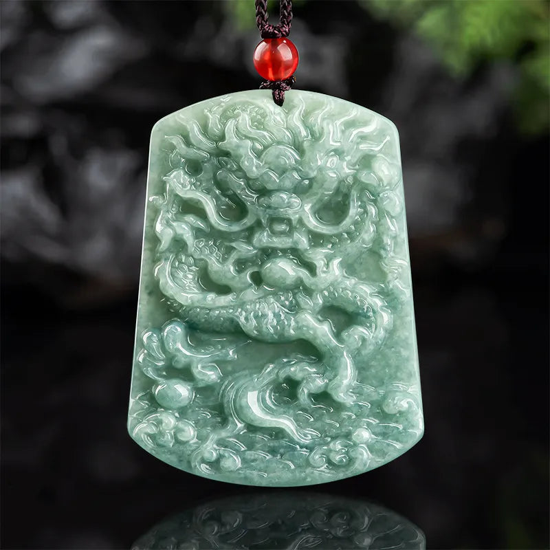 Real Jadeite Dragon Plaque Pendant Necklace – Men’s Jewelry BMjade