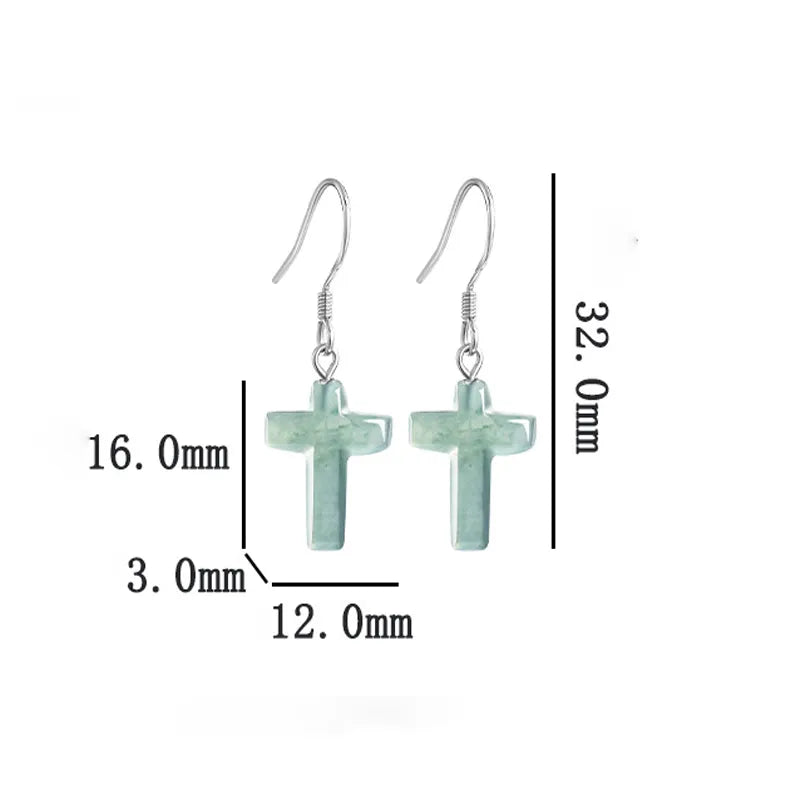Natural S925 Blue Jadeite Cross Earrings – Sterling Silver Jewelry jade BMjade