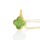 Natural Green Jade Four-Leaf Clover Lucky Pendant Necklace – Good Fortune Jewelry jade BMjade