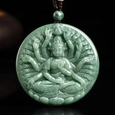 Real Hand-Carved Jadeite Thousand-Hand Guanyin Pendant Necklace – Men’s Jewelry jade BMjade