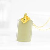Real Burmese Jade Plaque Pendant Necklace – 925 Silver Chain 46CM, Women’s Jewelry jade BMjade
