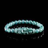 Blue Jadeite Carved Nine-Eyed Dzi Bead Bracelet for Women jade BMjade
