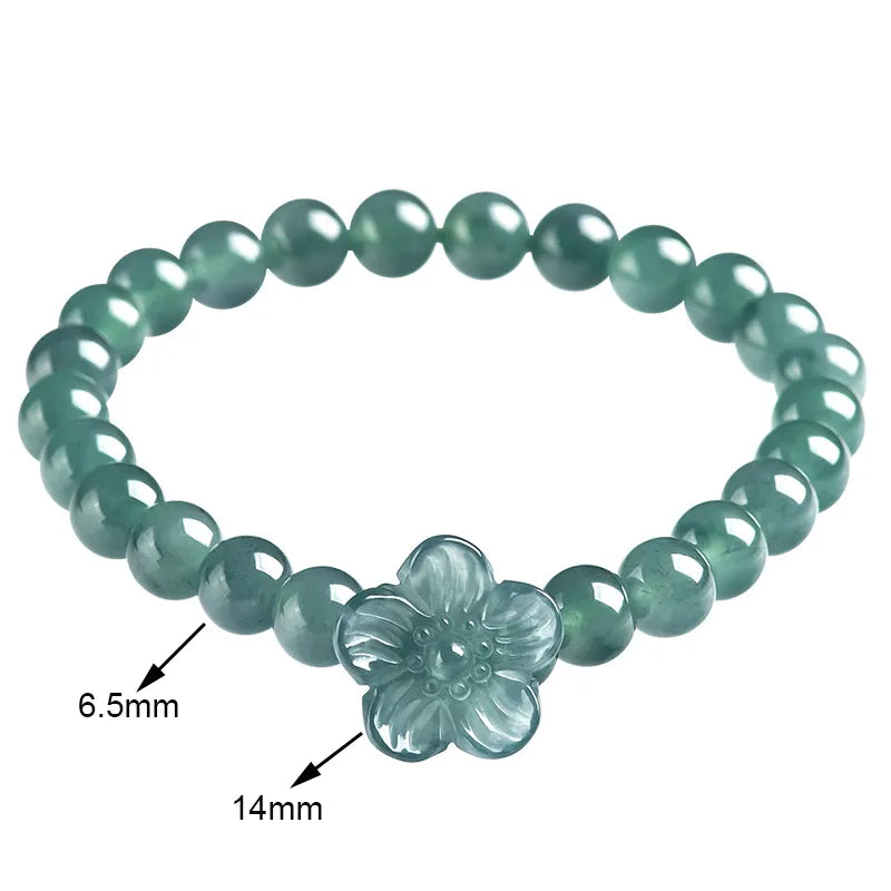 Natural Blue Jade Hand-Carved Peach Blossom Bracelet – Lucky Jade Jewelry for Women jade BMjade