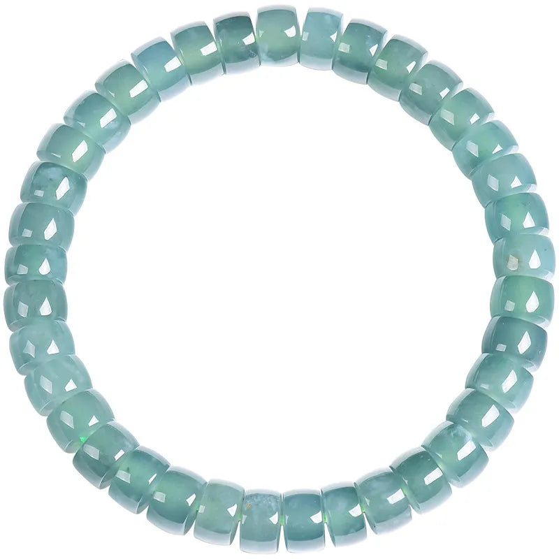 Natural Blue Jadeite Barrel Bead Stretch Bracelet for Women jade BMjade