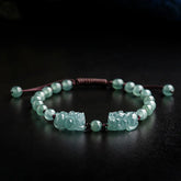 Natural Blue Jade Feng Shui Pixiu Handmade Braided Bracelet | Lucky Wealth Protection jade BMjade
