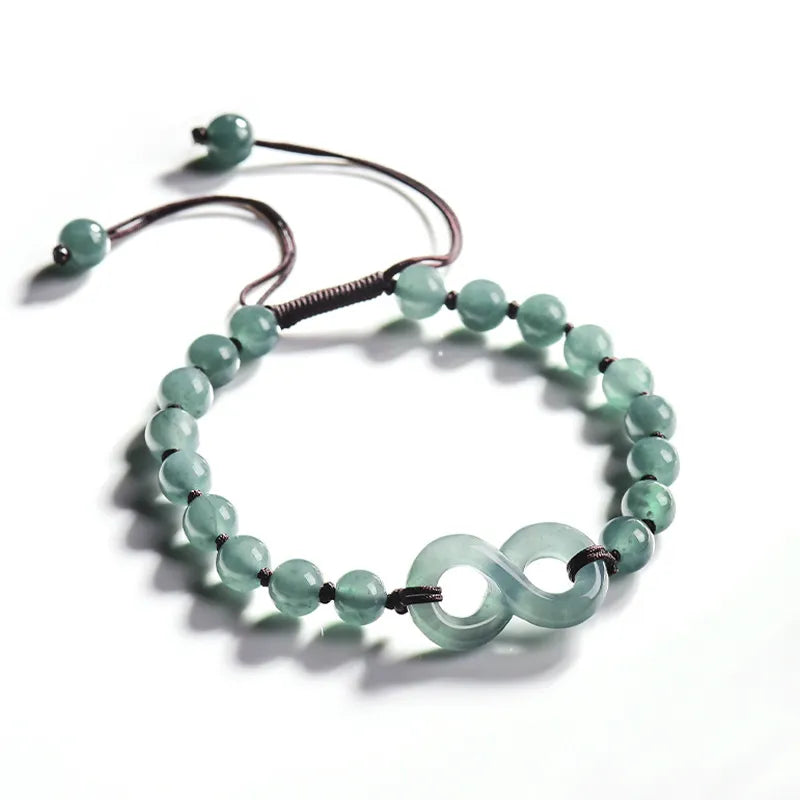 Natural Blue Jadeite Handmade Infinity Symbol Braided Bracelet jade BMjade