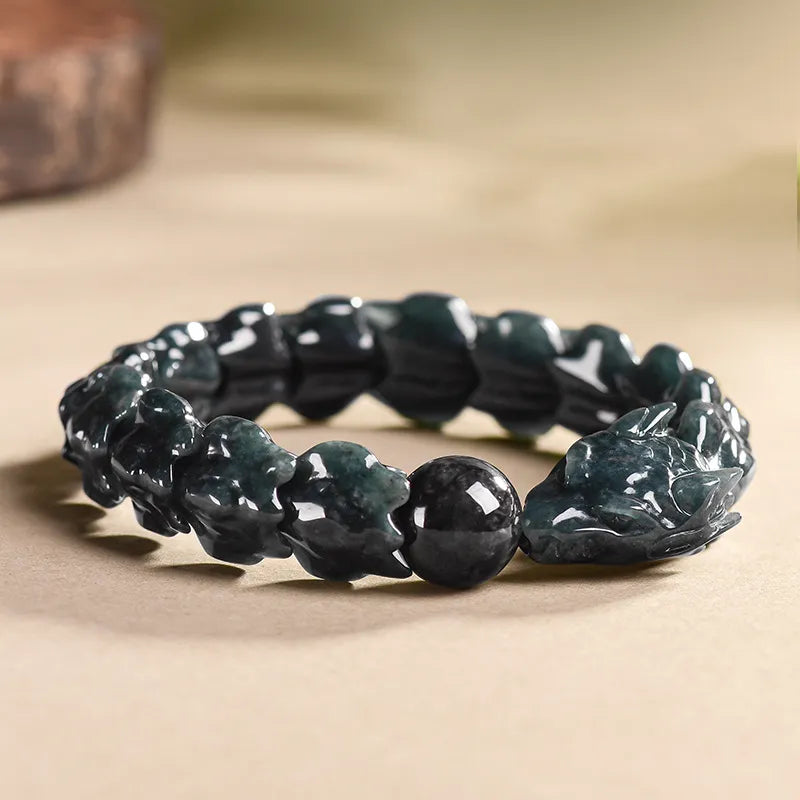 Natural Burmese Black Chicken Jade Dragon Bone Bracelet for Men jade BMjade