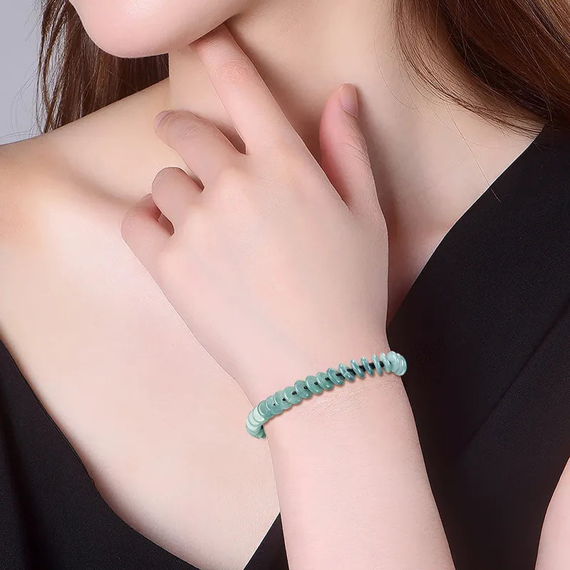 Handwoven Natural Blue Jadeite Peace Buckle Bracelet for Women jade BMjade