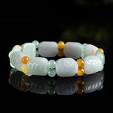 Natural Burmese Jade Carved Turtle Pattern Stretch Bracelet jade BMjade
