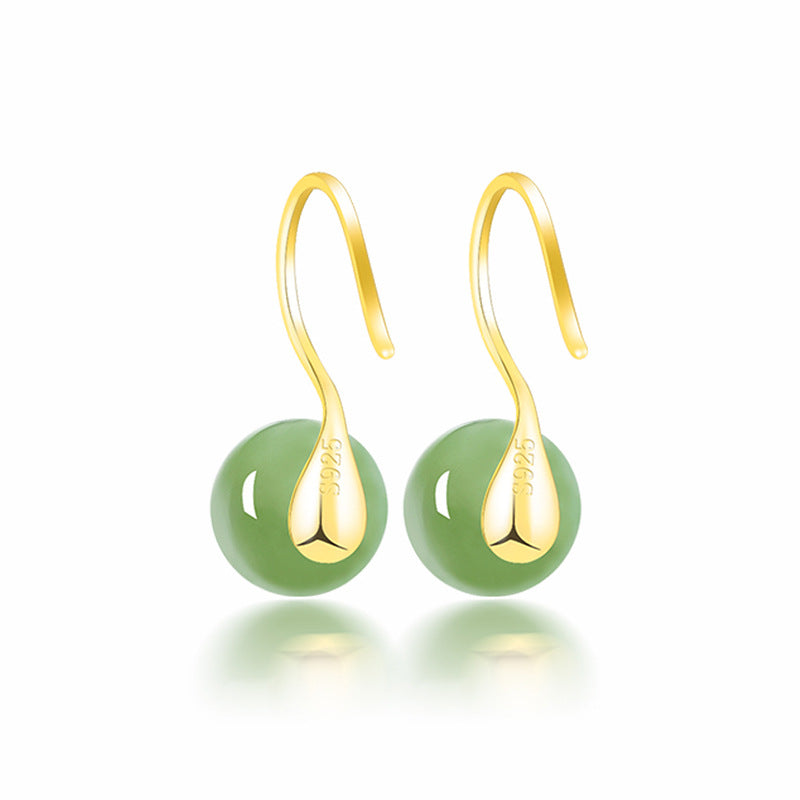 Spinach Green Burmese Jadeite Earrings – Natural Real Jade in S925 Silver jade BMjade
