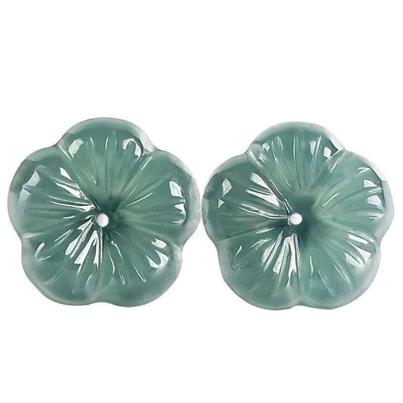 S925 Jadeite Plum Blossom Stud Earrings – Natural Blue Water Jadeite Jewelry jade BMjade Lake Blue