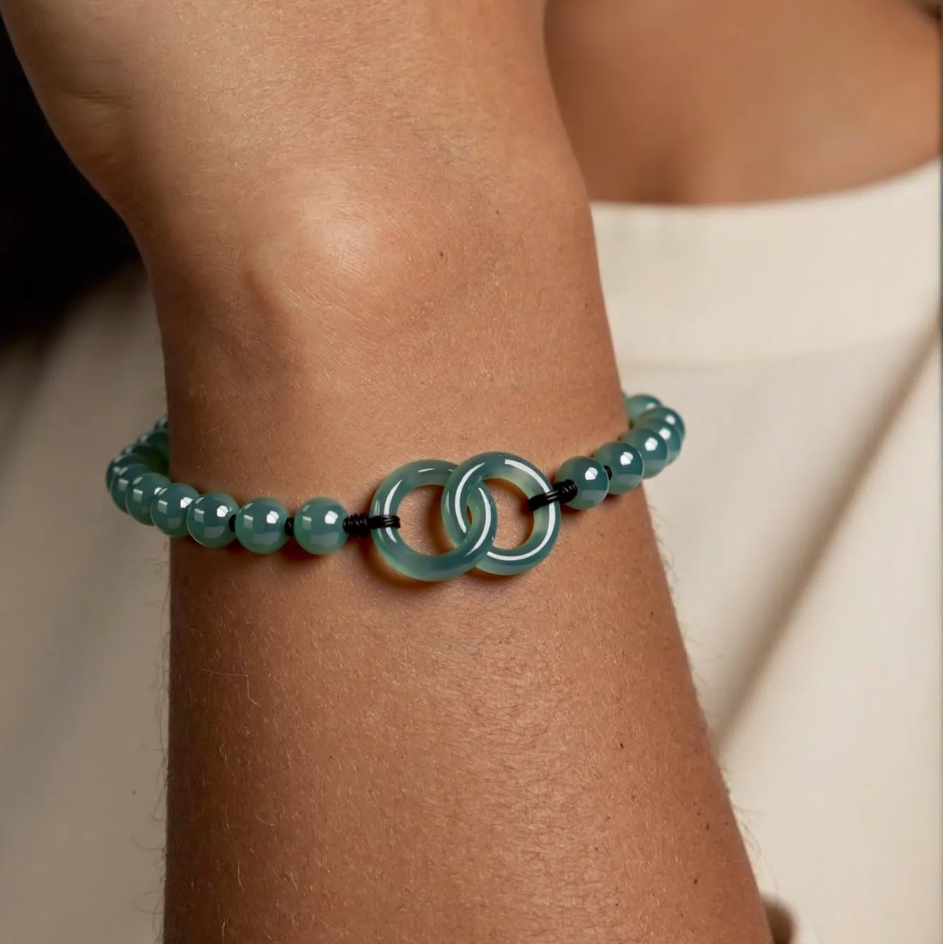 Natural Jadeite Double Ring Handmade Braided Bracelet for Women jade BMjade