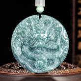 Real Hand-Carved Blue Jadeite Dragon Plaque Pendant Necklace – Men’s Jewelry jade BMjade