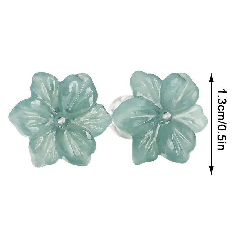 Jadeite Orchid Stud Earrings – Natural Blue Jade Flower Jewelry jade BMjade