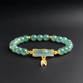 Blue Jadeite Bamboo Segment S925 Silver Stretch Bracelet for Women jade BMjade