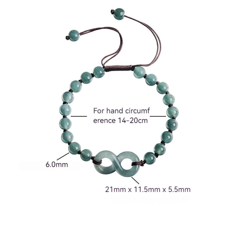 Natural Blue Jadeite Handmade Infinity Symbol Braided Bracelet jade BMjade
