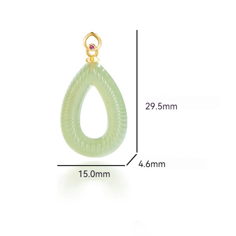 Natural Burmese Jade Feng Shui Ripple Teardrop Necklace for Women – S925 Silver jade BMjade