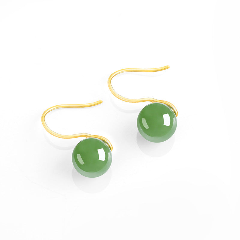 Spinach Green Burmese Jadeite Earrings – Natural Real Jade in S925 Silver jade BMjade