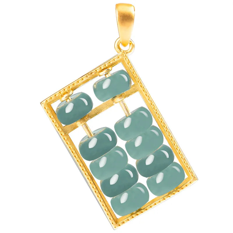 Real Jadeite Blue Abacus Wealth Pendant – Natural Jade Jewelry BMjade