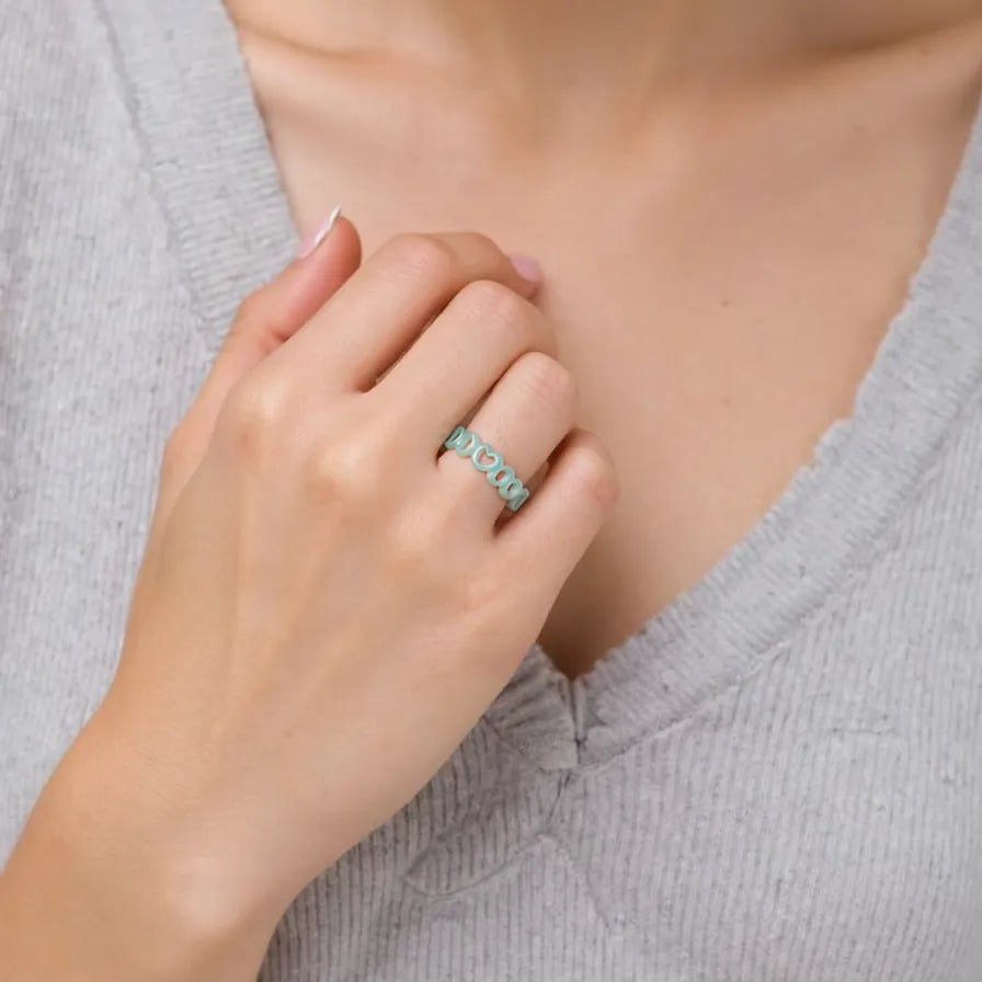 Hand-Carved Blue Jadeite LOVE Heart Ring – Women’s Jewelry jade BMjade