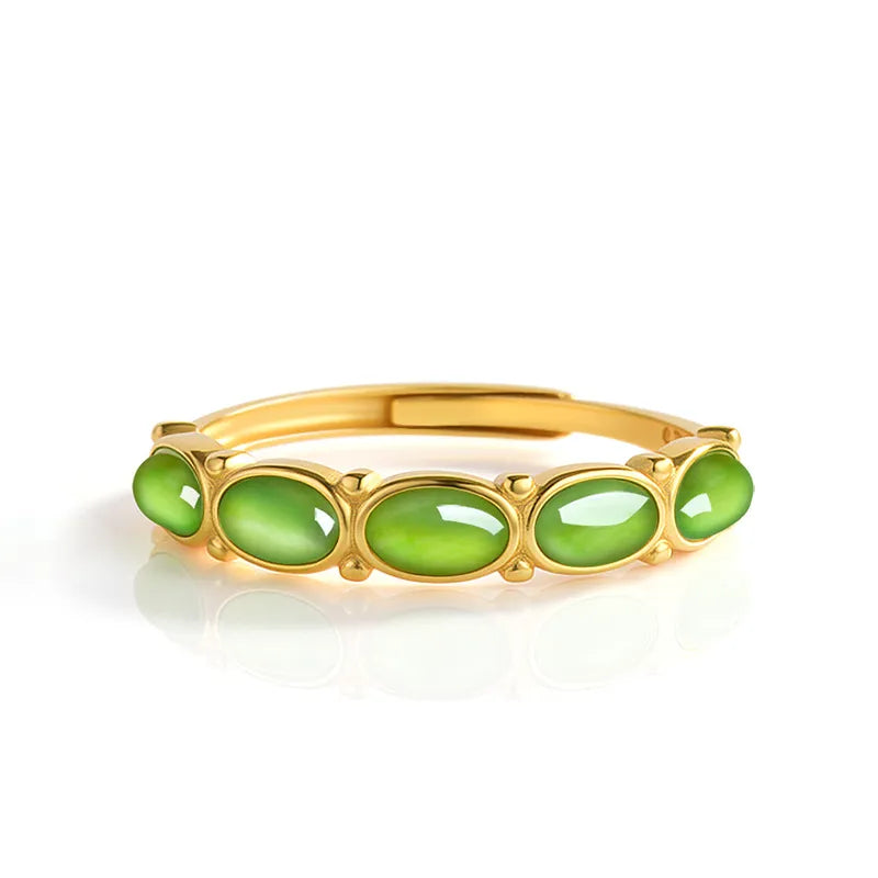 Burmese Green Jade Adjustable Ring with S925 Sterling Silver – Natural Jade Jewelry jade BMjade