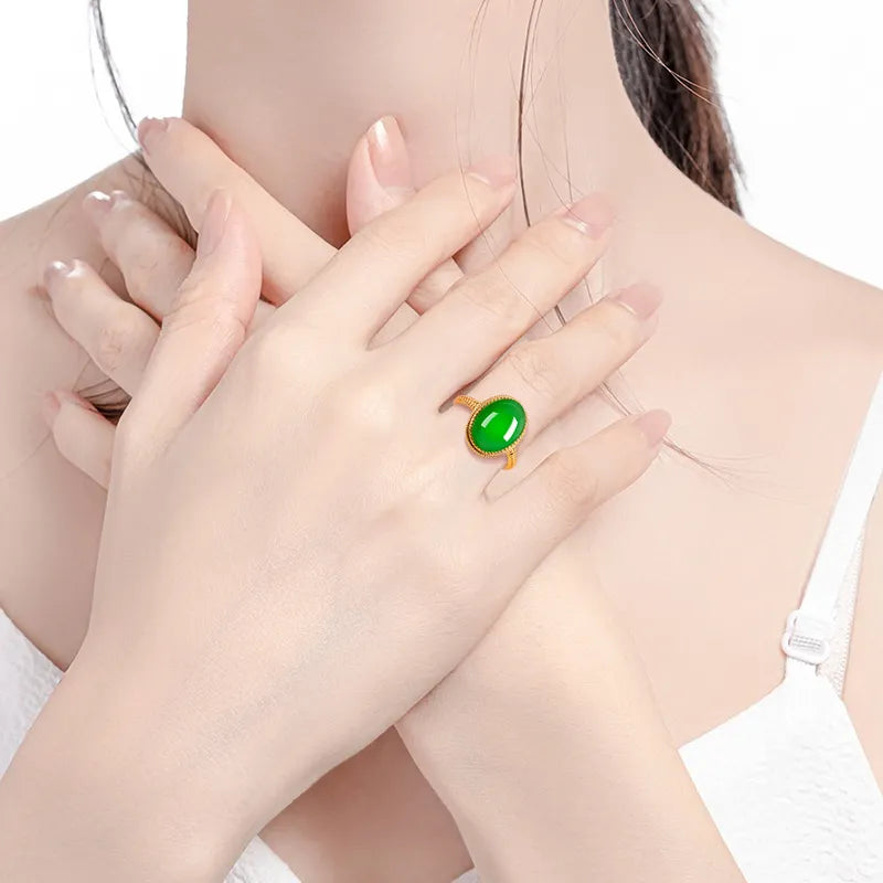 S925 Silver Natural Jade Adjustable Ring – Women’s Jewelry jade BMjade
