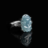 Natural Blue Jade Pixiu Adjustable Ring for Women – S925 Silver jade BMjade