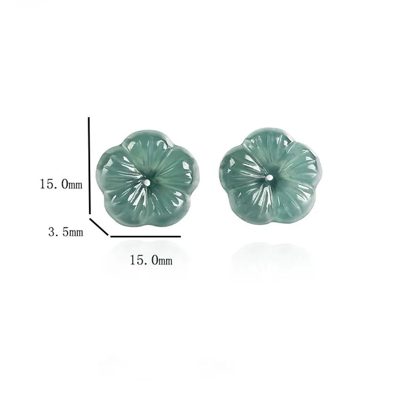 S925 Jadeite Plum Blossom Stud Earrings – Natural Blue Water Jadeite Jewelry jade BMjade