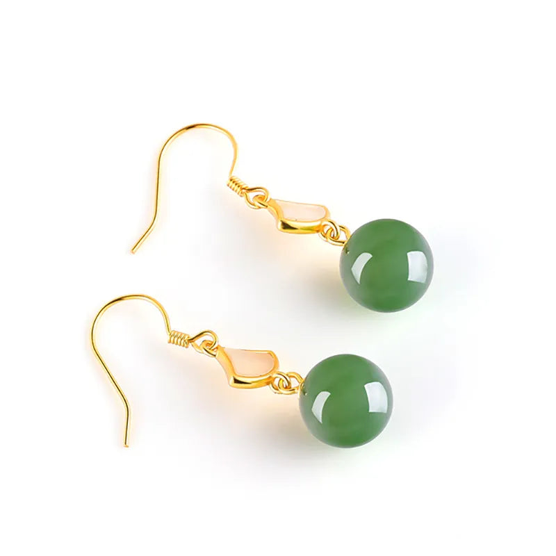 S925 Natural Burmese Jade Bead Drop Earrings – Real Jade Earrings jade BMjade