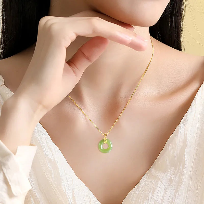 Lucky Burmese Jade Ping An Kou Necklace – 46cm S925 Silver Jewelry jade BMjade