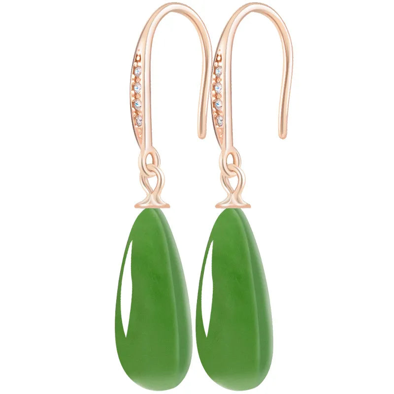 Natural Burmese Jadeite Teardrop Drop Earrings – Real Jade Jewelry BMjade