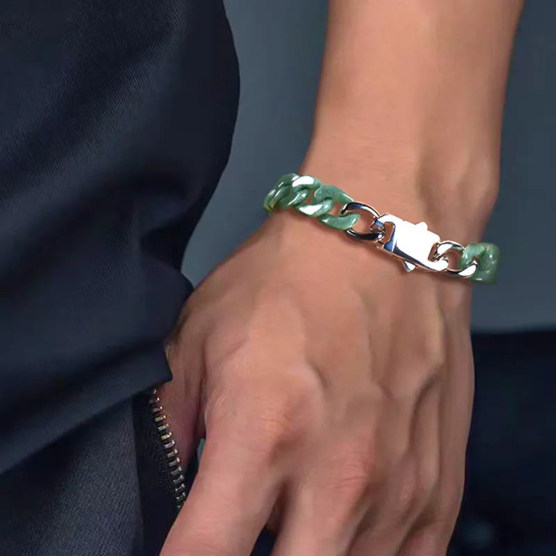 Masculine Cuban Jade Bracelet – Lucky Charm Symbol, Gift for Him jade BMjade