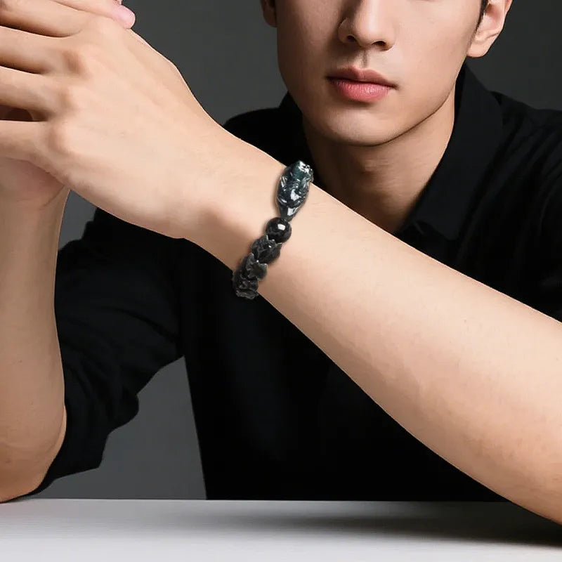Natural Burmese Black Chicken Jade Dragon Bone Bracelet for Men jade BMjade
