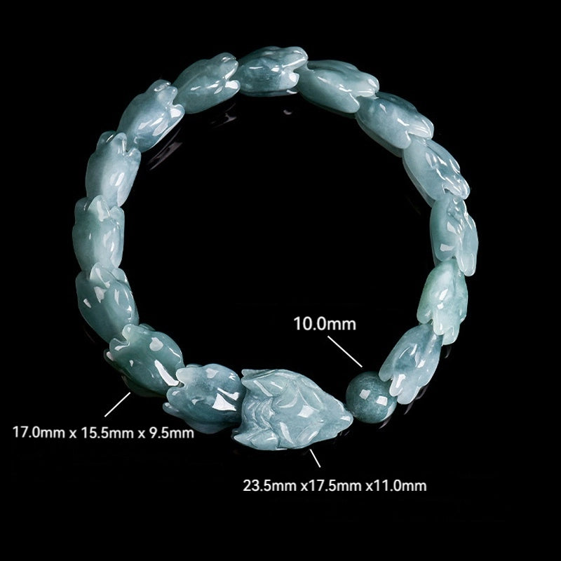 Natural Blue Jadeite Carved Dragon Bone Bracelet for Men jade BMjade