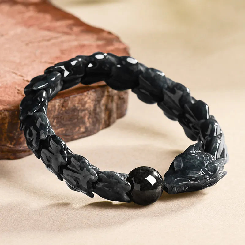 Natural Burmese Black Chicken Jade Dragon Bone Bracelet for Men jade BMjade