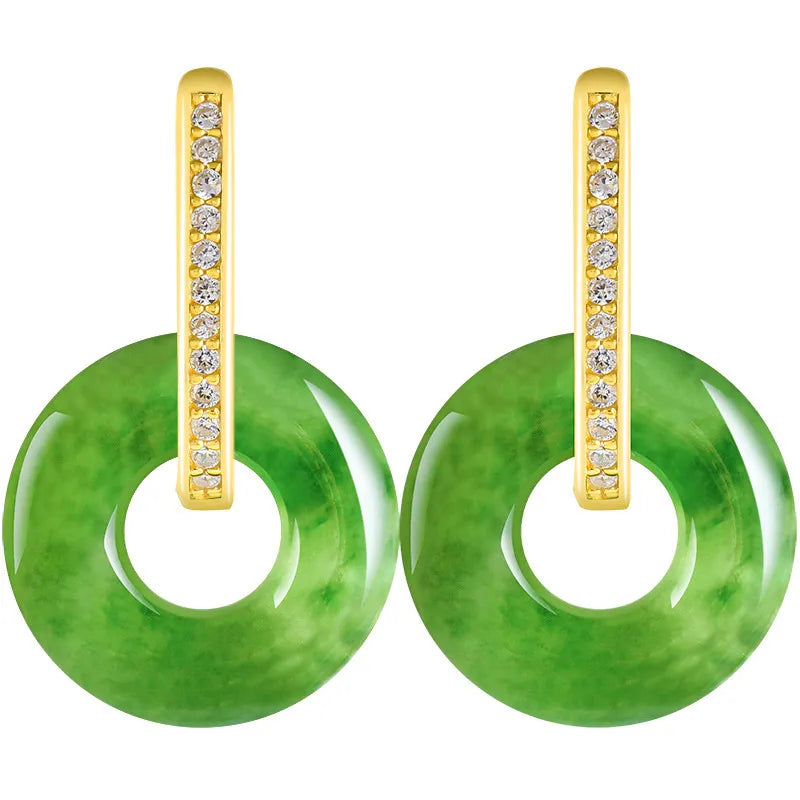 Real Burmese Green Jade Donut Drop Earrings – Natural Jade Jewelry jade BMjade