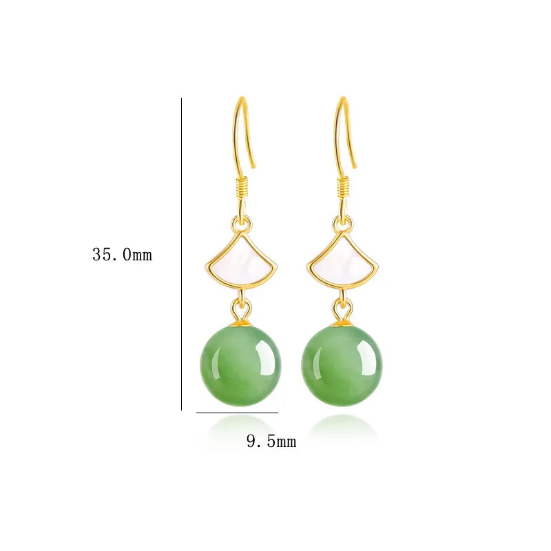 S925 Natural Burmese Jade Bead Drop Earrings – Real Jade Earrings jade BMjade