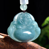 Real Blue Jadeite Big Belly Buddha Pendant Necklace – Men’s Jewelry jade BMjade