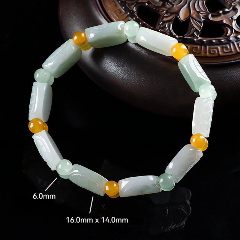 Natural Burmese Jade Carved Turtle Pattern Stretch Bracelet jade BMjade