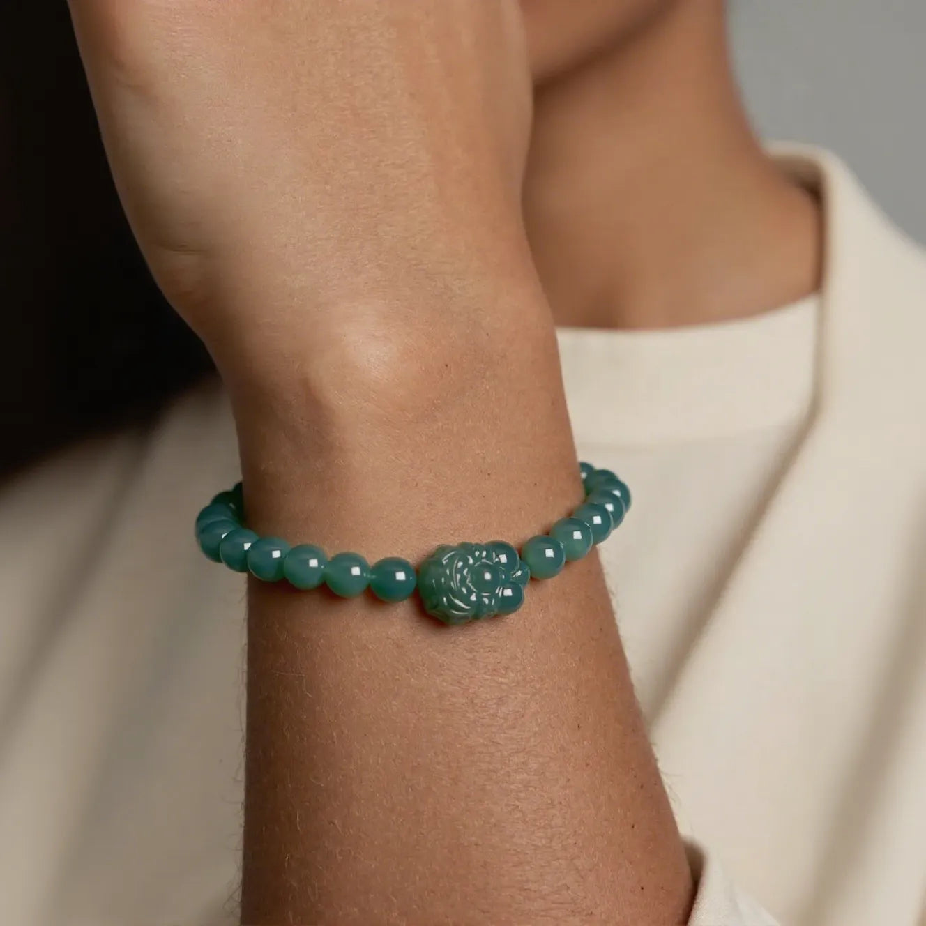 Natural Blue Jade Pixiu Feng Shui Beaded Bracelet for Good Luck jade BMjade