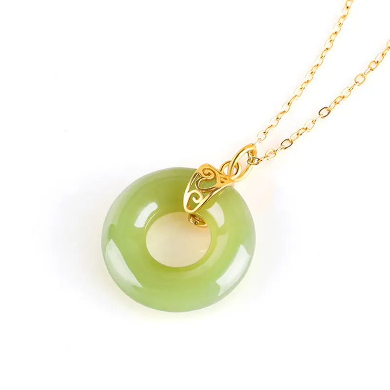 Lucky Burmese Jade Ping An Kou Necklace – 46cm S925 Silver Jewelry jade BMjade