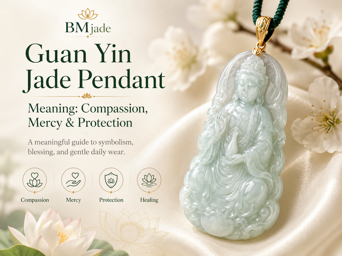 Guan Yin jade pendant meaning guide showing compassion mercy and protection symbolism
