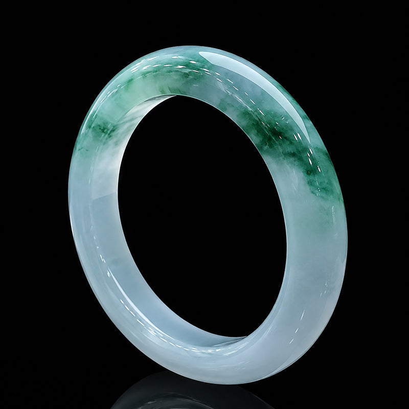 Floating Flower Jadeite Jade Bangle 53mm