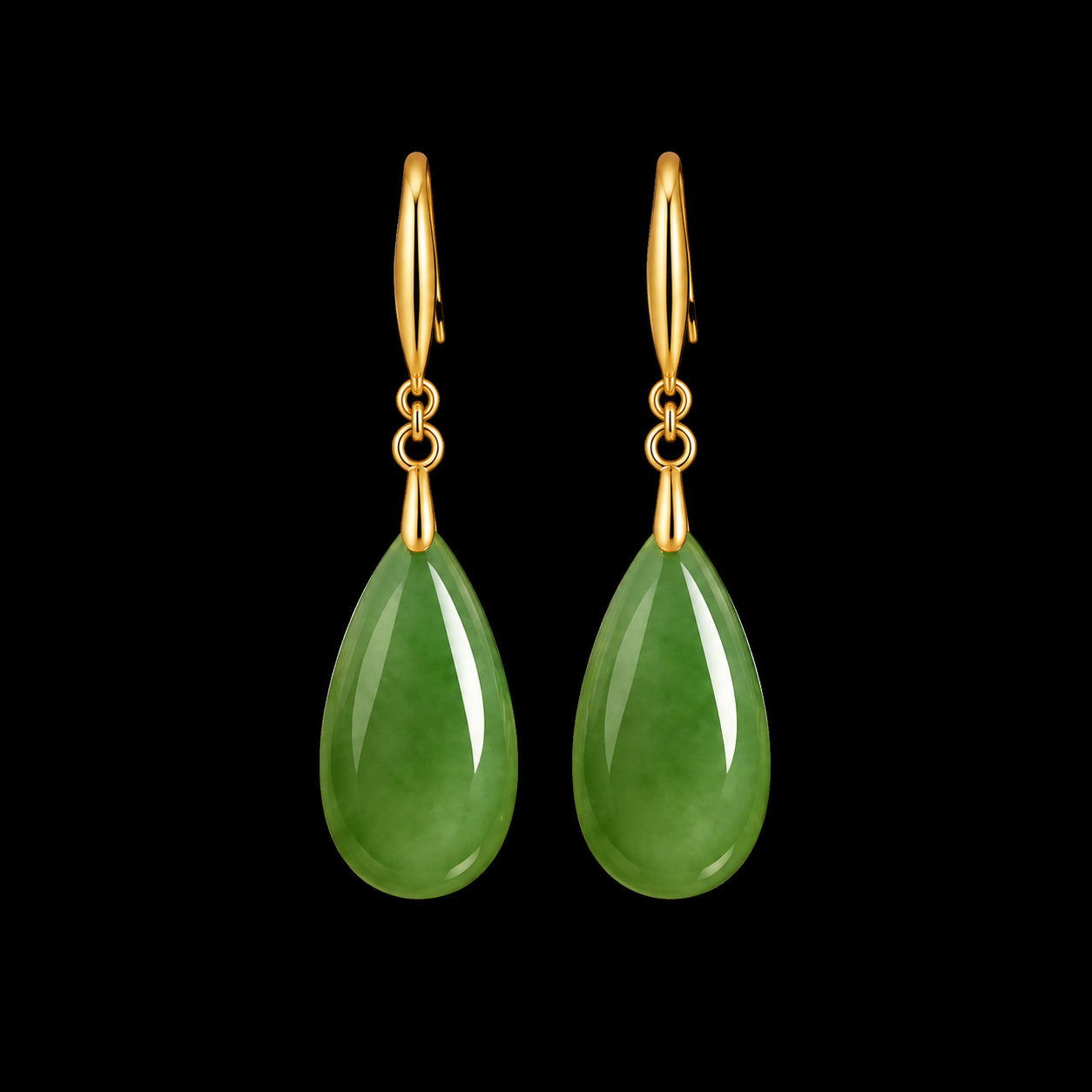 Green Nephrite Jade Teardrop Earrings