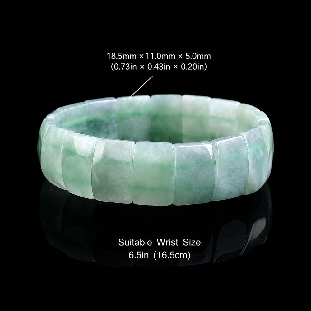 Green White Jadeite Fortune Plaque Bracelet