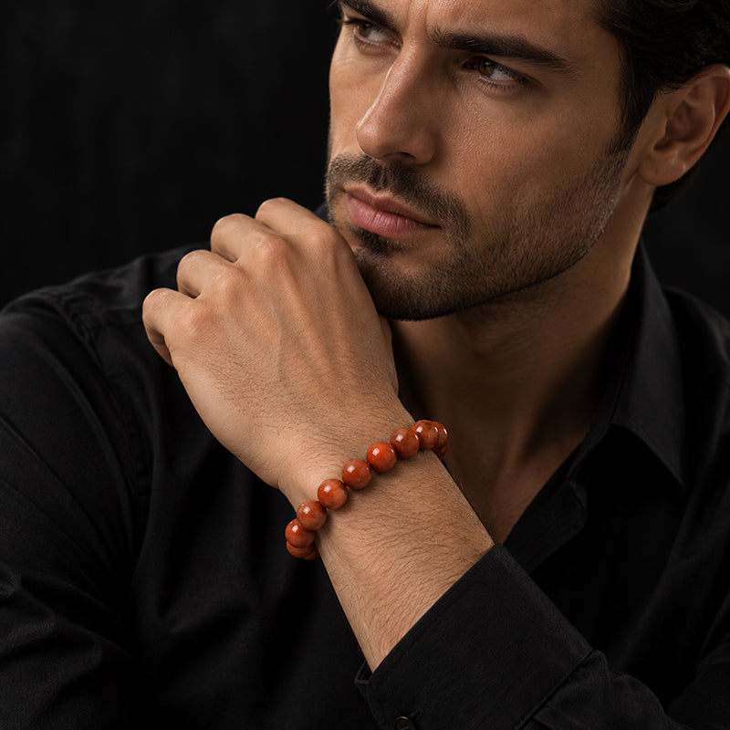 Natural Orange Red Jade Bead Bracelet – 8mm & 10mm